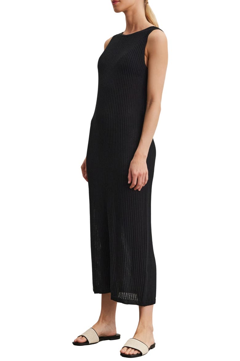 Textured Ribbed Sleeveless Knit Dress, Alternate, color, BLACK