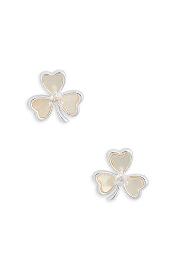 Argento Vivo Crystal & Mother-of-pearl Clover Stud Earrings In Silver