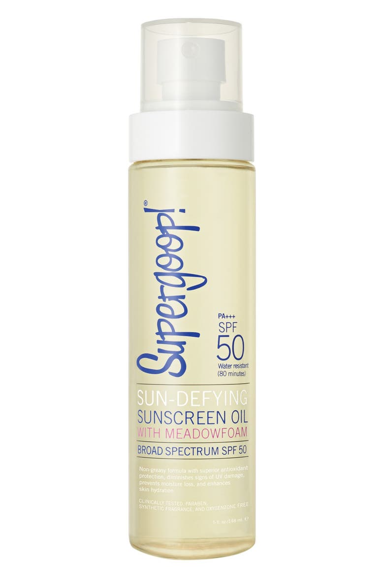Supergoop! Sun-Defying Sunscreen Oil with Meadowfoam SPF 50, Main, color, NO COLOR