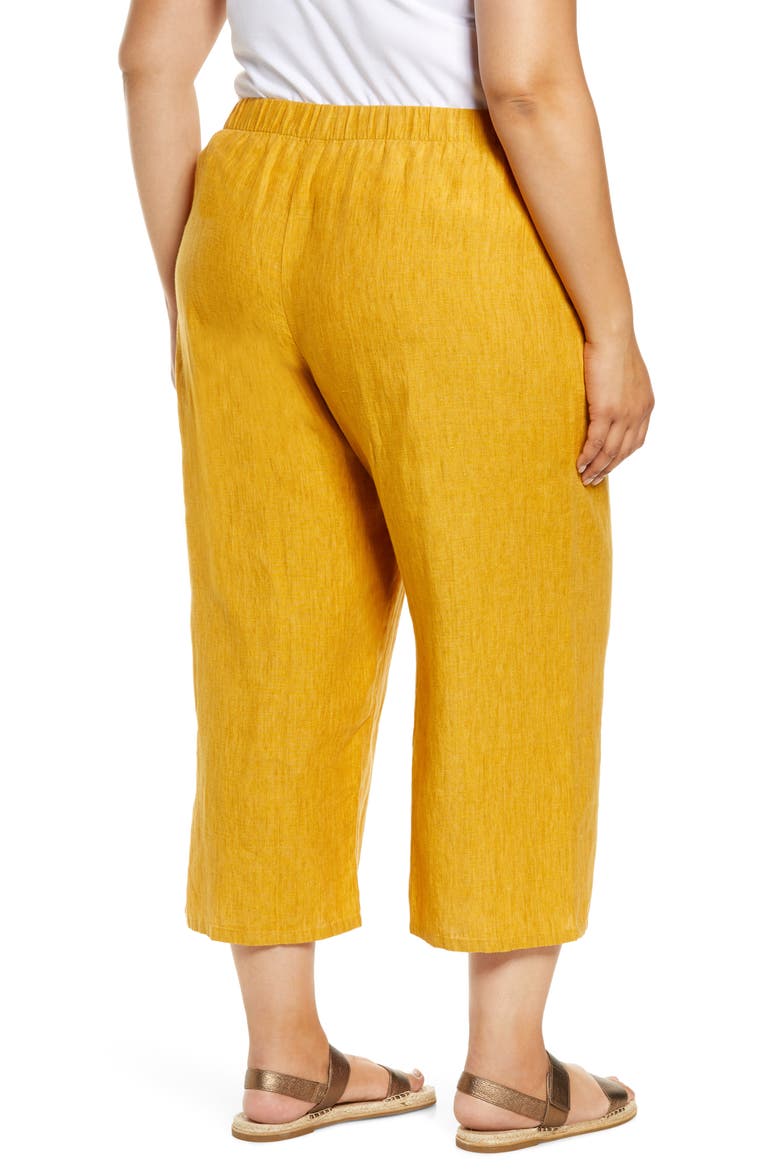 Organic Linen Crop Wide Leg Pants, Alternate, color, MARIGOLD