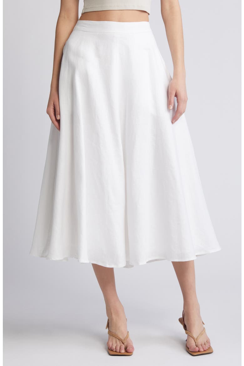 Maia Linen Skirt, Main, color, WHITE