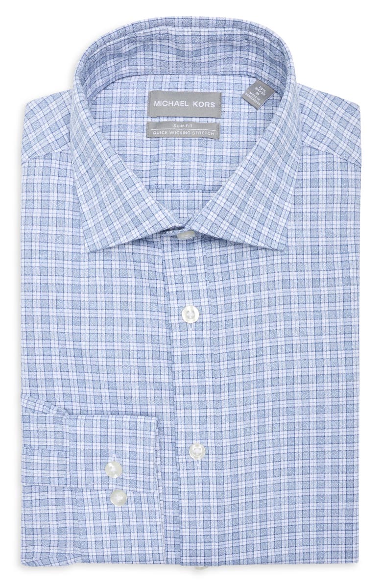Michael Kors Check Print Slim Fit Performance Dress Shirt, Alternate, color, Winter
