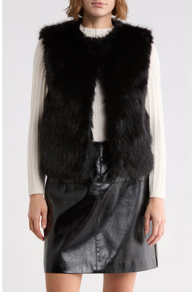 Faux Fur Vest, Main, color, BLACK