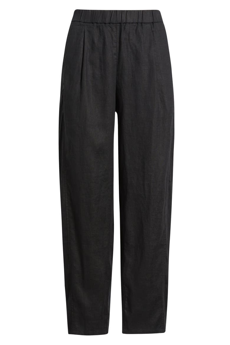 Organic Linen Ankle Lantern Pants, Alternate, color, BLACK