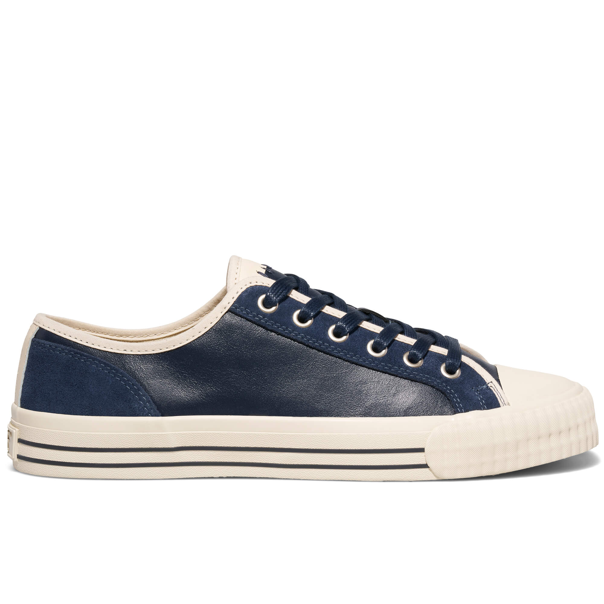 P.F. Flyers Center Vintage Low-Top Leather & Suede Sneaker, Alternate, color, Navy-Antique White