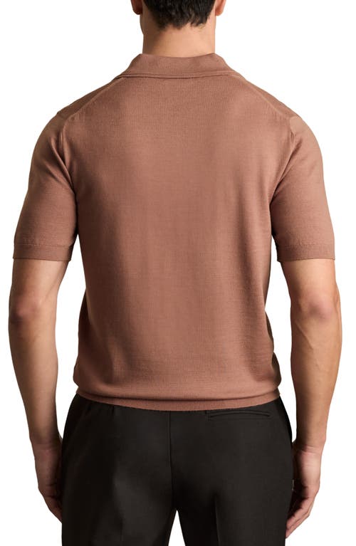 Reiss Duchie Johnny Collar Short Sleeve Wool Polo Sweater In Neutral