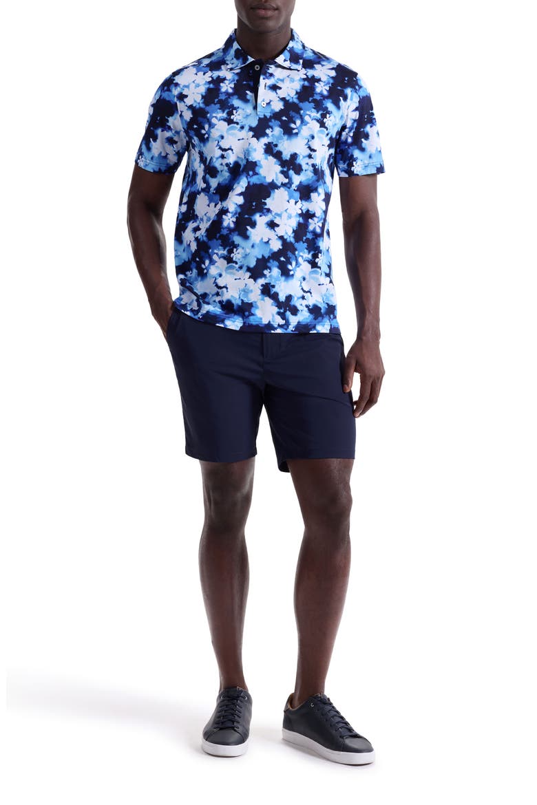 Hendrix Digital Blurred Floral Print Pima Cotton Polo, Alternate, color, NAVY