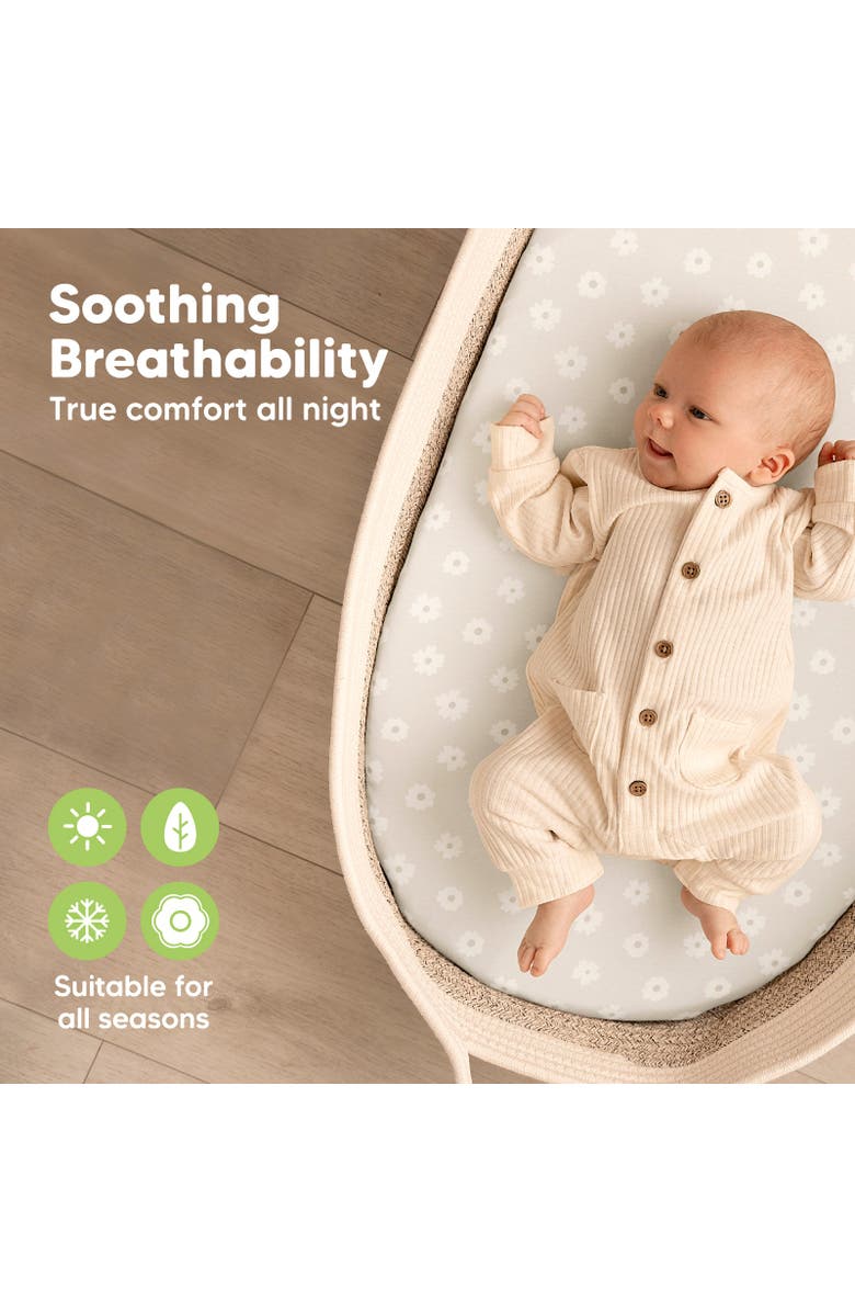 KeaBabies 2-Pack Soothe Fitted Bassinet Sheets, Alternate, color, Meadow