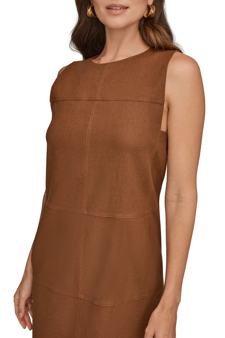 Linen Blend Shift Dress, Alternate, color, COGNAC