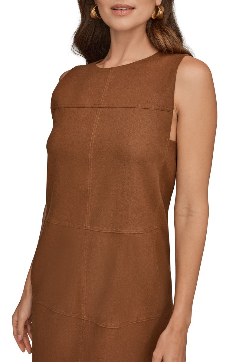 DONNA KARAN WEEKEND Linen Blend Shift Dress, Alternate, color, Cognac