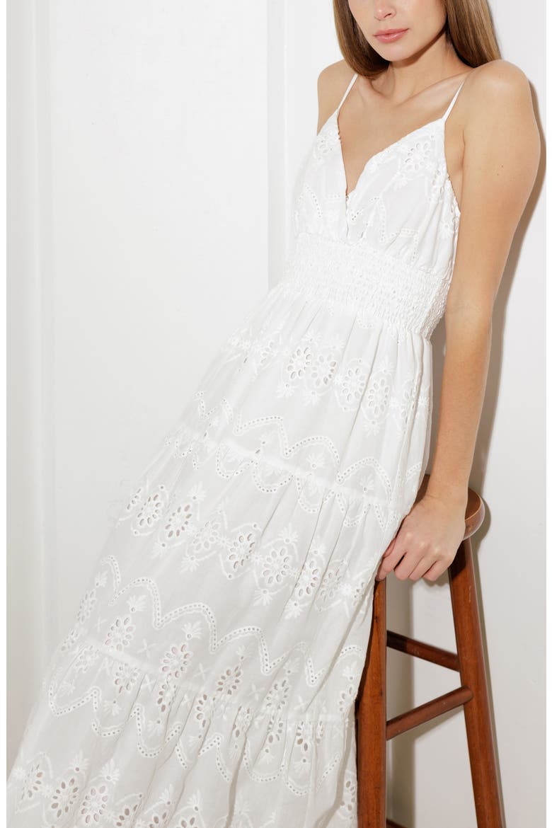 Eyelet Embroidery Midi Dress, Alternate, color, OFF WHITE