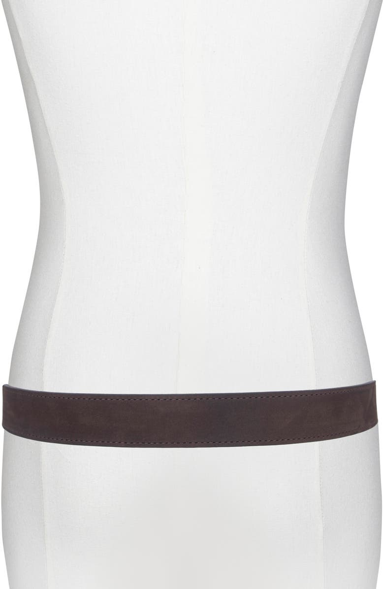 Vince Nubuck Leather Belt, Alternate, color, Dark Roast/ Matte Gunmetal