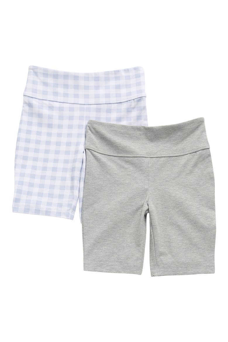 Kids' Nordstrom High Rise Bike Shorts - Pack of 2, Main, color, BLUE GINGHAM- GREY HEATHER