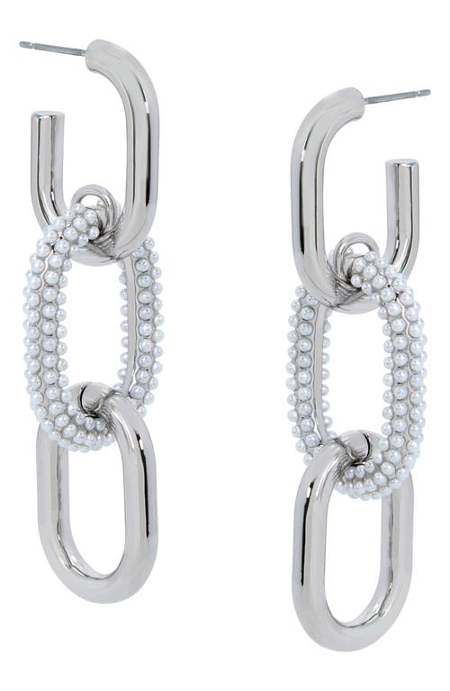Shop Allsaints Pavé Faux Pearl Oval Link Drop Earrings