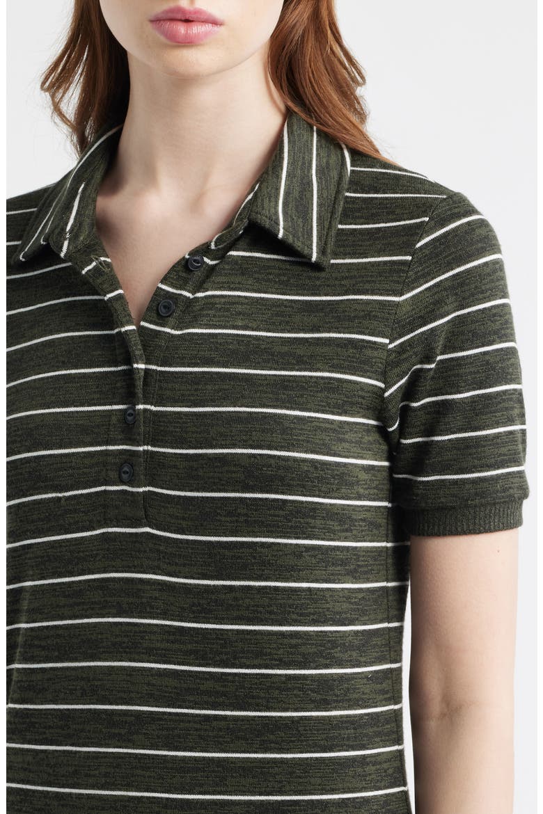 The Knit Stripe Polo Dress, Alternate, color, ARMY