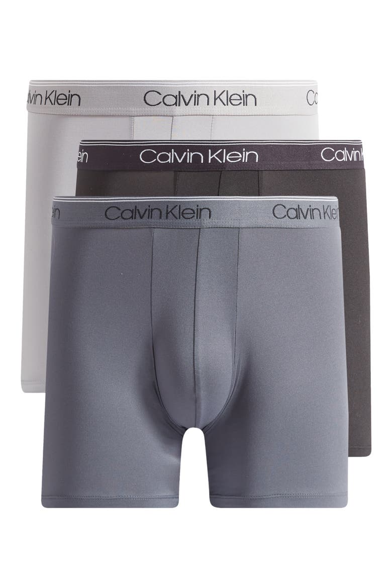 3-Pack Low Rise Microfiber Stretch Boxer Briefs, Main, color, BLACK/ GRIFF