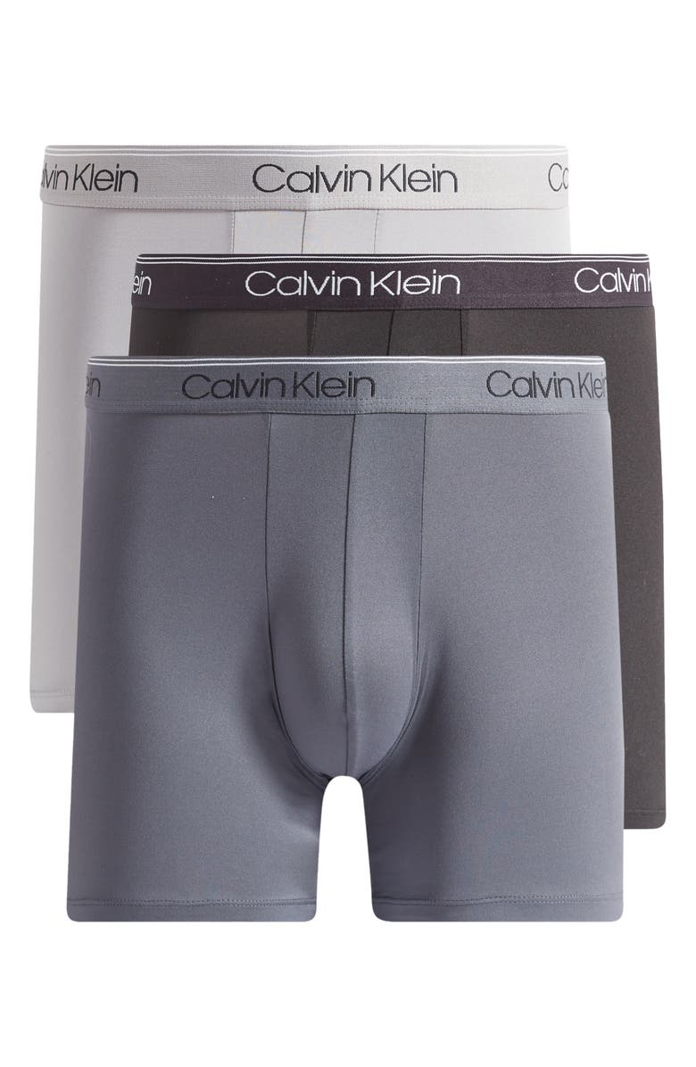 Calvin Klein 3-Pack Low Rise Microfiber Stretch Boxer Briefs, Main, color, Black/ Griff