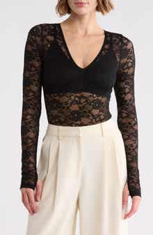 Teagan Lace V-Neck Long Sleeve Bodysuit