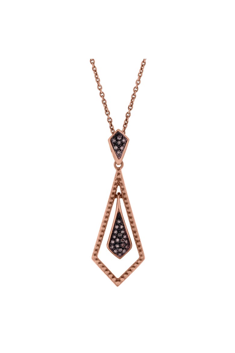 Marisa Sterling Silver 0.10 Ct Diamond Geometric Drop Pendant, Main, color, Pink Rhodium Sterling Silver