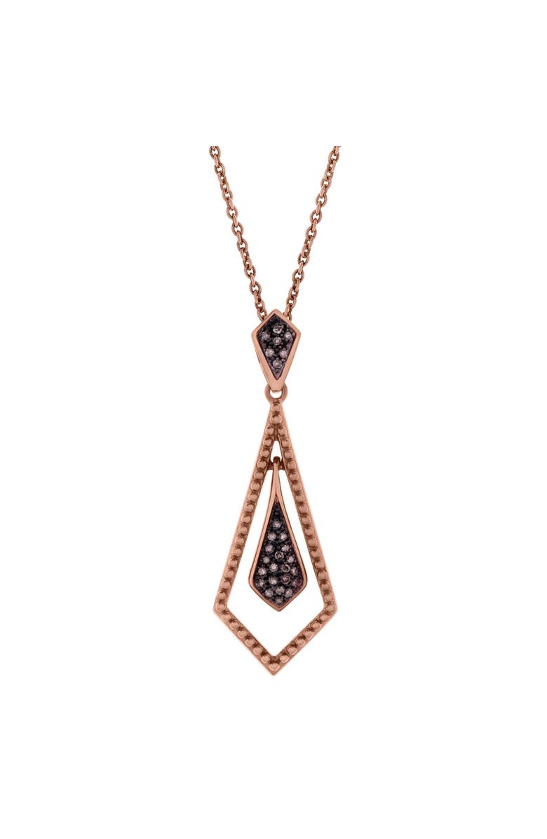 LuvMyJewelry Marisa Sterling Silver 0.10 Ct Diamond Geometric Drop Pendant, Main, color, Pink Rhodium Sterling Silver