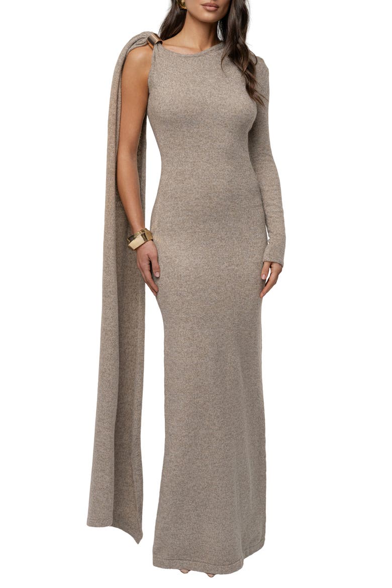 Aniza Drape Long Sleeve Maxi Dress, Main, color, BEIGE