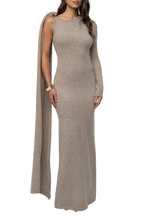 Aniza Drape Long Sleeve Maxi Dress