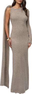 JLUXLABEL Aniza Drape Long Sleeve Maxi Dress