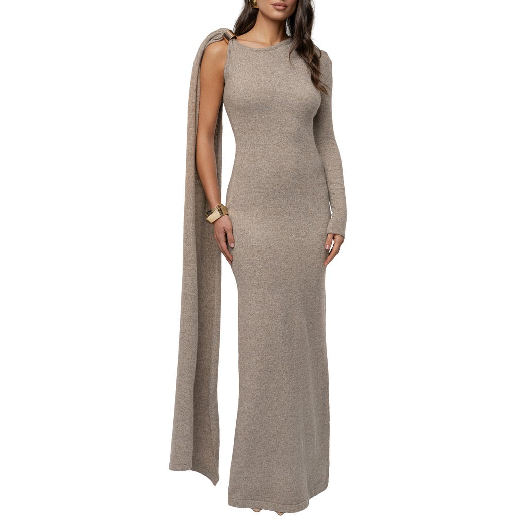 Jluxlabel Aniza Drape Long Sleeve Maxi Dress In Gray