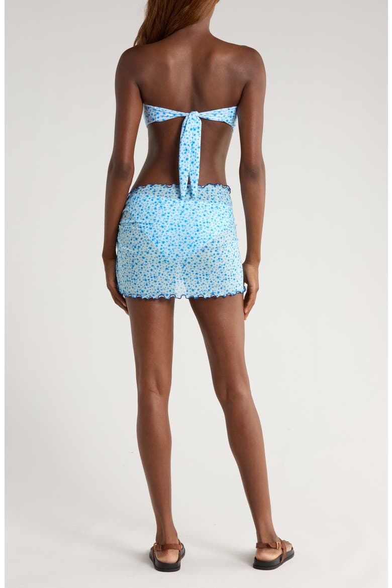 Floral Lettuce Edge Sheer Stretch Mesh Cover-Up Sarong, Alternate, color, DREAM FLOWER