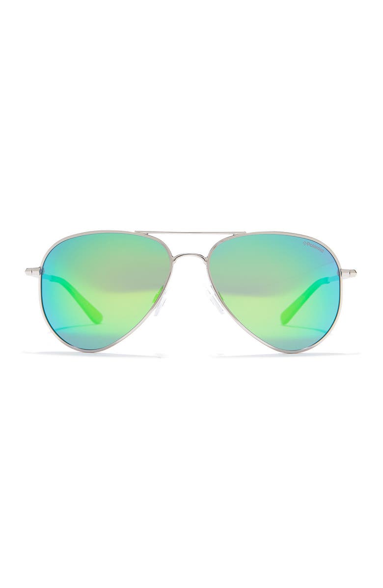 Polaroid Eyewear 58mm Polarized Aviator Sunglasses, Main, color, 