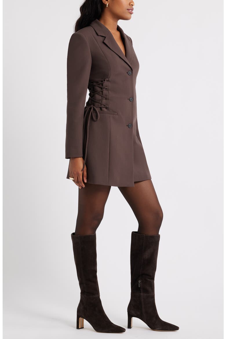 Corset Blazer Minidress, Alternate, color, BROWN SEAL