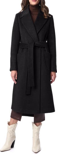 Belted Wool Blend Longline Coat