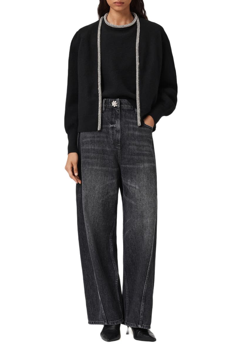 AllSaints Odell Wool Cardigan, Alternate, color, Black