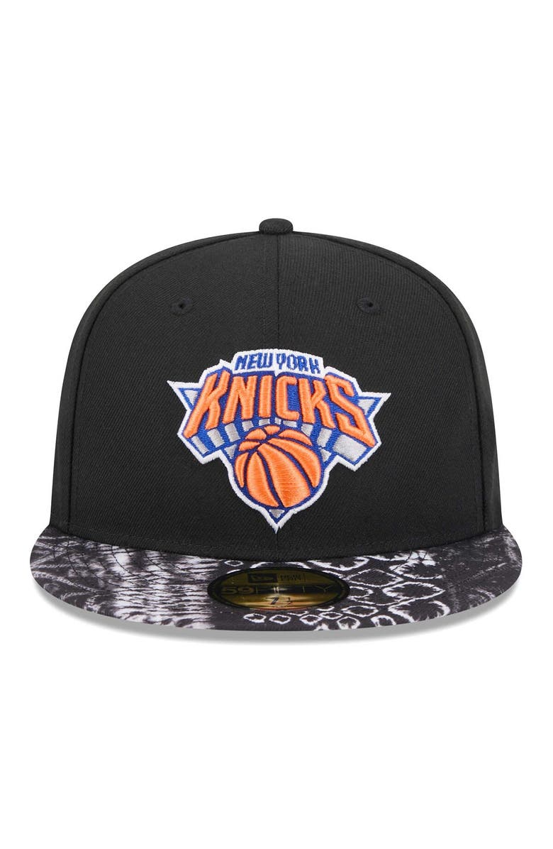 New Era Men's New Era Black New York Knicks Coral Reef Visor 59FIFTY Fitted Hat, Alternate, color, Black