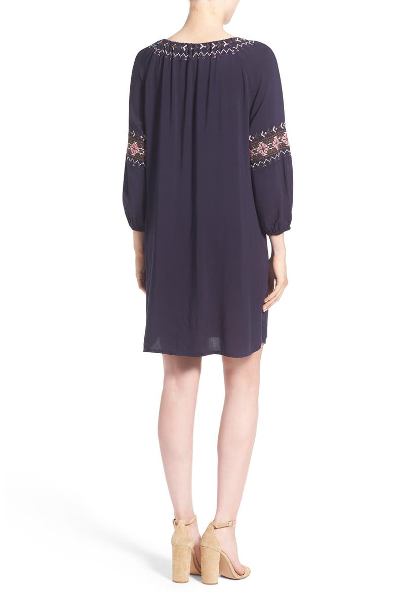 'Teddy' Embroidered Shift Dress, Alternate, color, INK