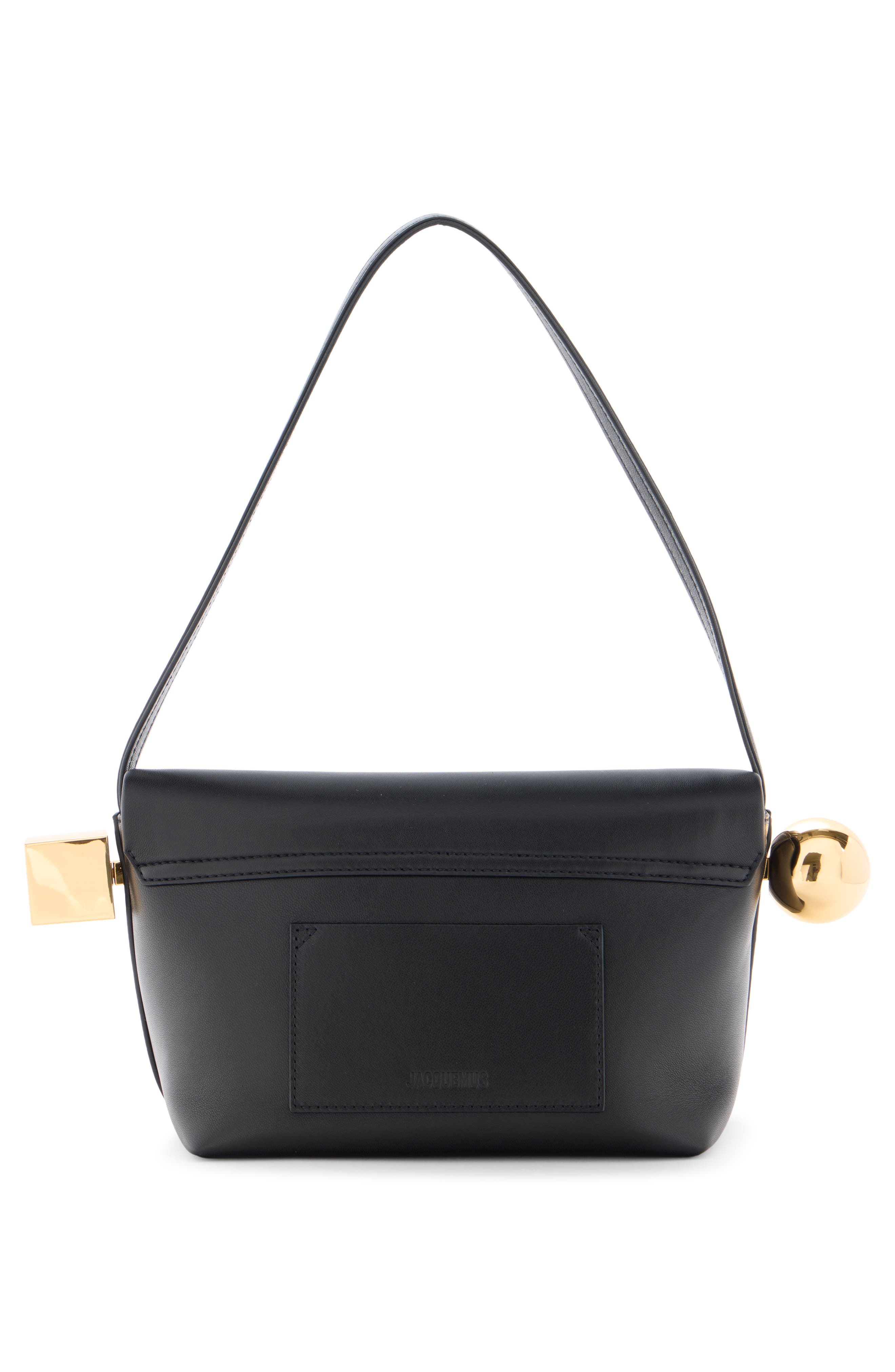 Jacquemus Le Rond Carré Leather Shoulder Bag, Alternate, color, Black 990