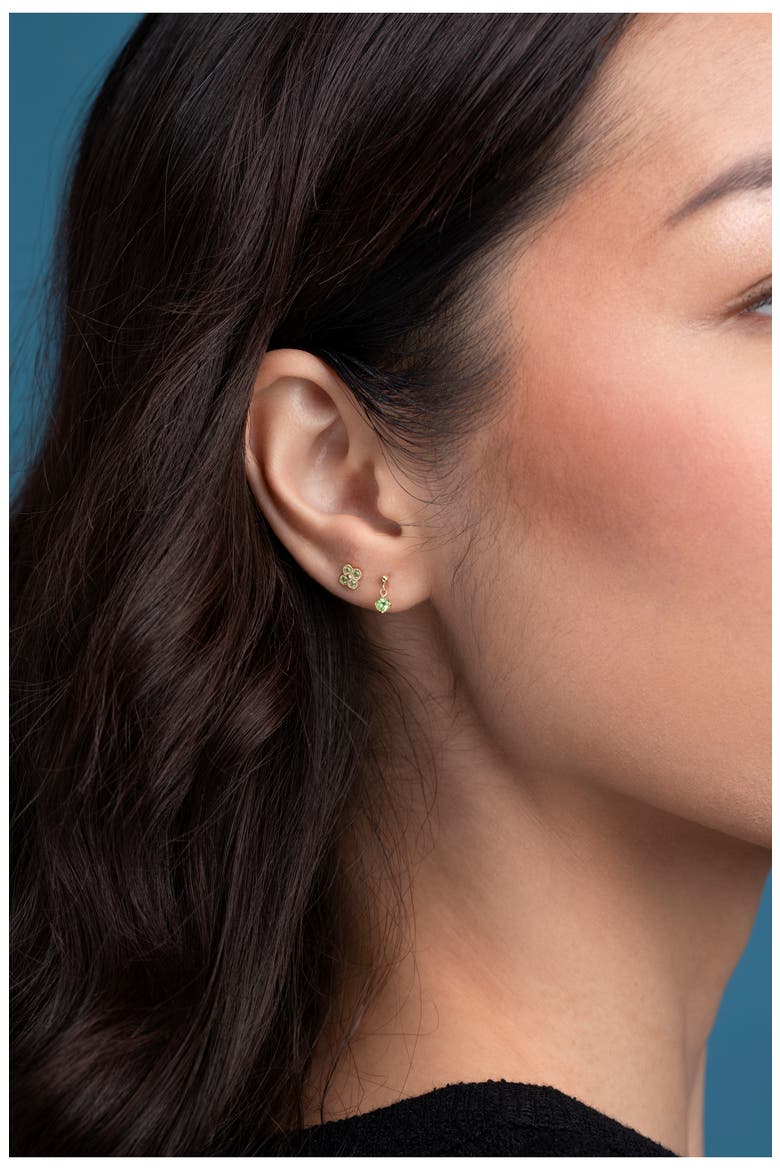 14K Gold Peridot Stud Earrings (Nordstrom Exclusive), Alternate, color, 14K YELLOW GOLD