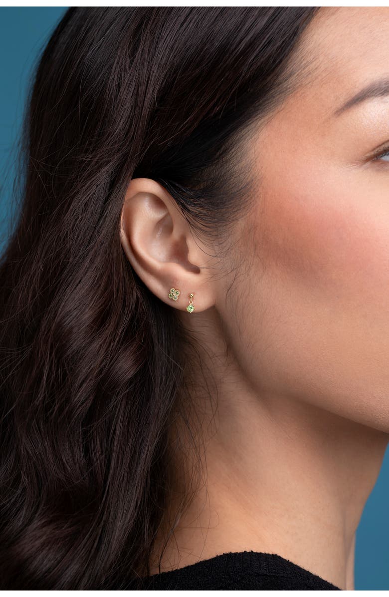 Bony Levy 14K Gold Semiprecious Stone Cluster Stud Earrings, Alternate, color, 14K Yellow Gold / Peridot