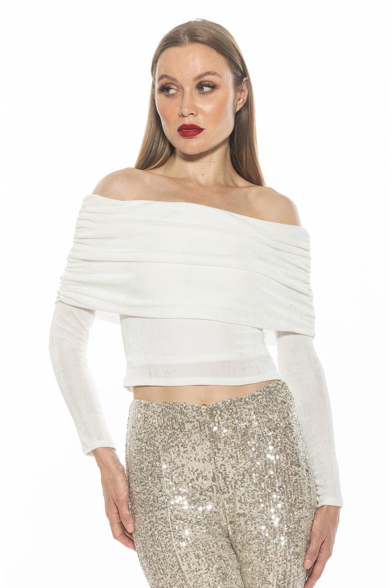 Hannah Off the Shoulder Long Sleeve Top, Alternate, color, IVORY