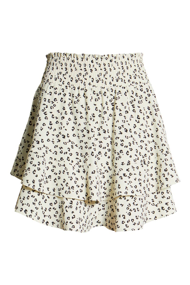 Print Tiered Miniskirt, Alternate, color, CREAM BLACK DOT