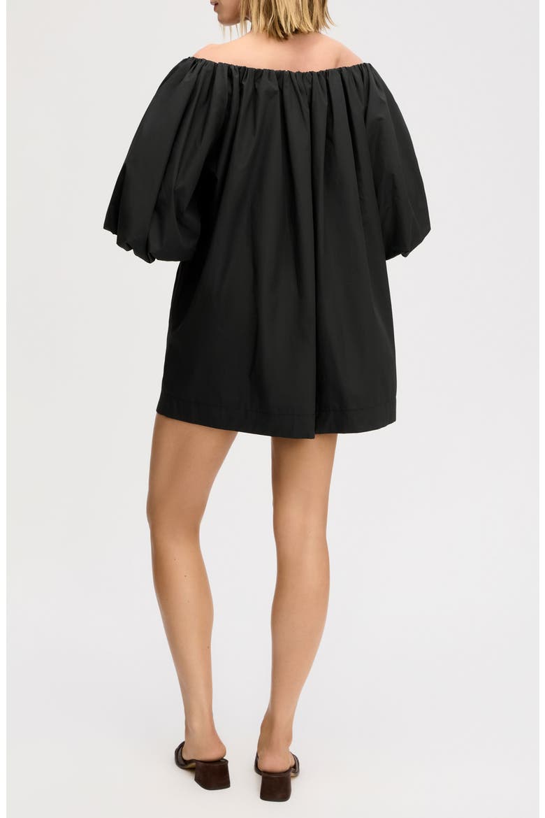 Bubble Sleeve Off the Shoulder Cotton Poplin Minidress, Alternate, color, TRUE BLACK
