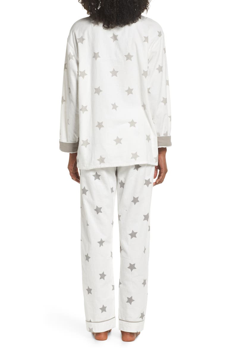 Print Flannel Pajamas, Alternate, color, IVORY