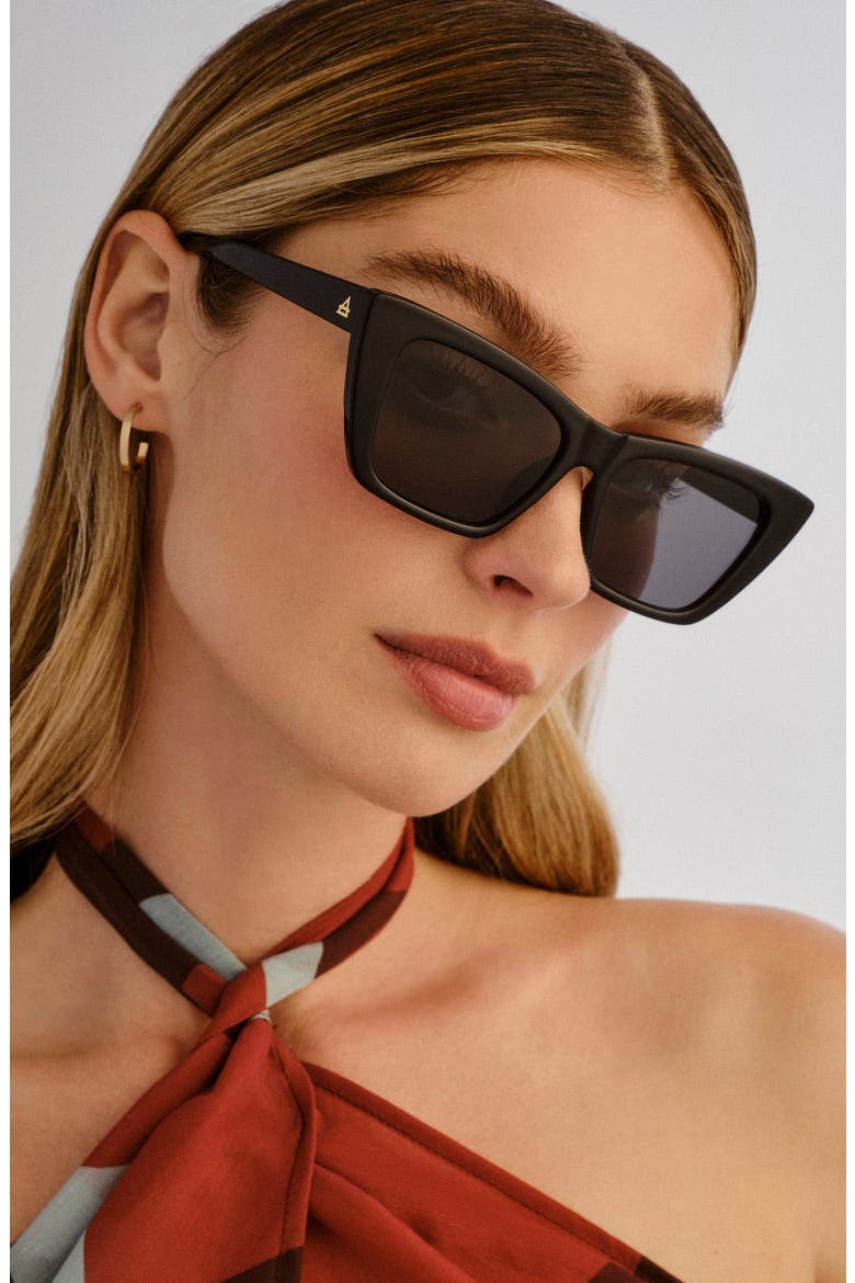 Solstice 53mm Cat Eye Sunglasses, Alternate, color, BLACK / SMOKE MONO