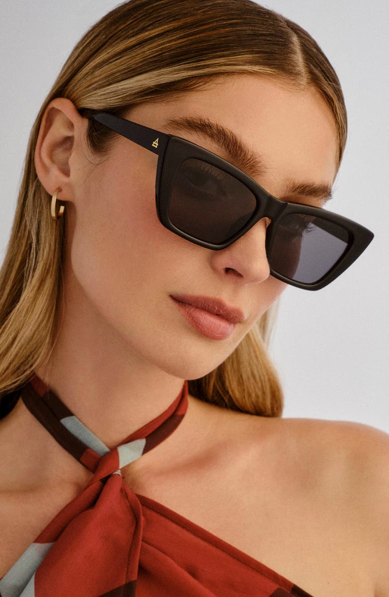 AIRE Solstice 53mm Cat Eye Sunglasses, Alternate, color, Black / Smoke Mono