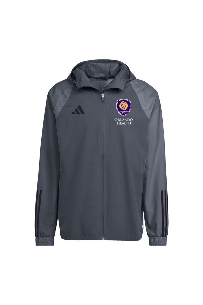 Men's adidas Gray Orlando City SC 2024 All-Weather Full-Zip Jacket, Main, color, Gray