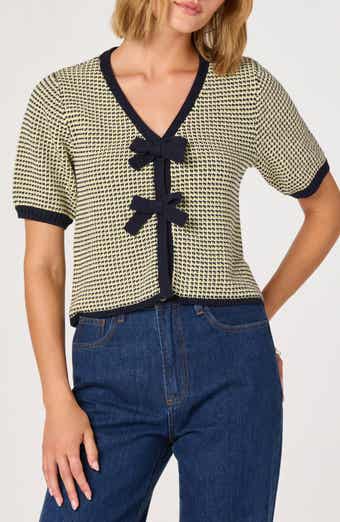 ASTR the Label Bow Short Sleeve Cardigan
