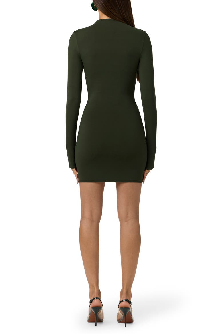 Long Sleeve Mock Neck Minidress, Alternate, color, NOIR GREEN