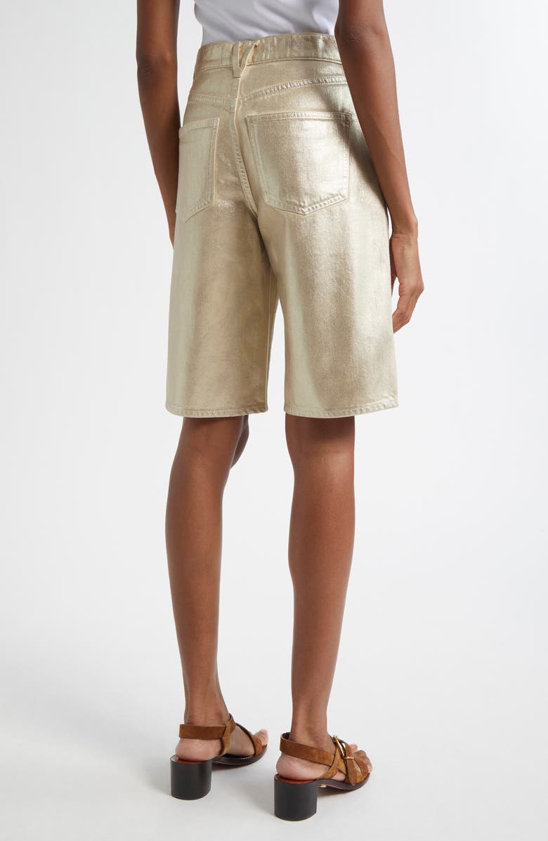 Veronica Beard Metallic Bermuda Denim Shorts, Alternate, color, Gold