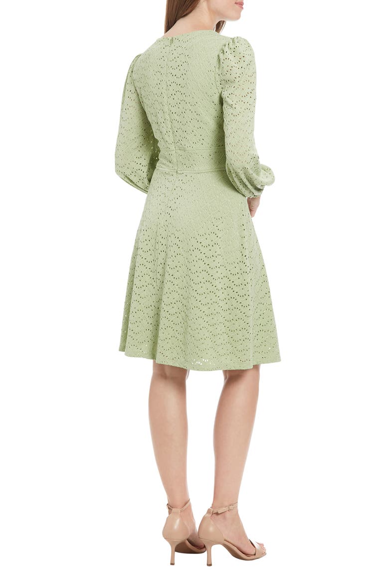 Eyelet Long Sleeve Dress, Alternate, color, GREEN