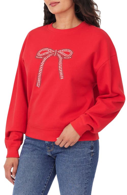 Kensie Bow Embellished Sweatshirt In Red